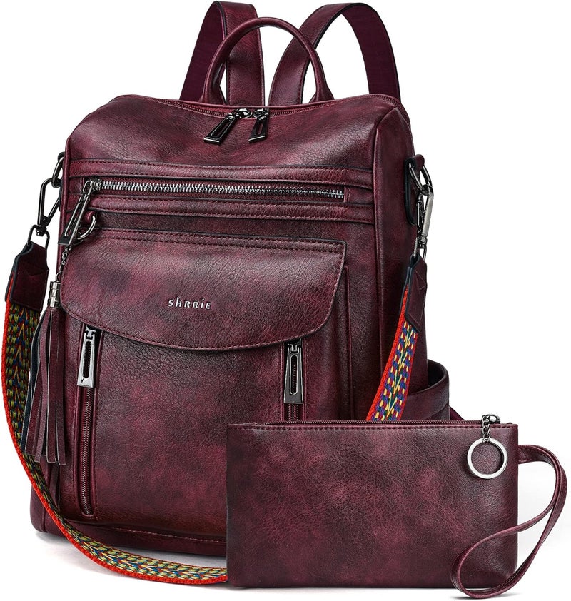 Shrrie Backpack Purse for Women Fashion Leather Backpack Purse Designer Travel Backpack Convertible Shoulder Bag with Wristlet - Image 1